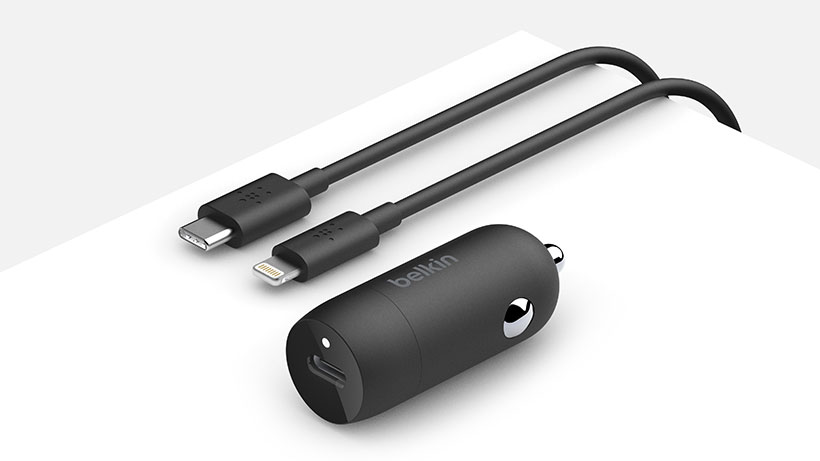 BELKIN CARGADOR VEHICULAR 30W CON CABLE TIPO C A LIGHTNING