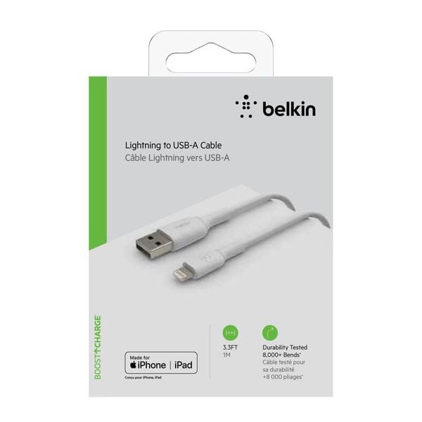 CABLE BELKIN BOOSTCHARGE USB A LIGHTNING 1M BLANCO