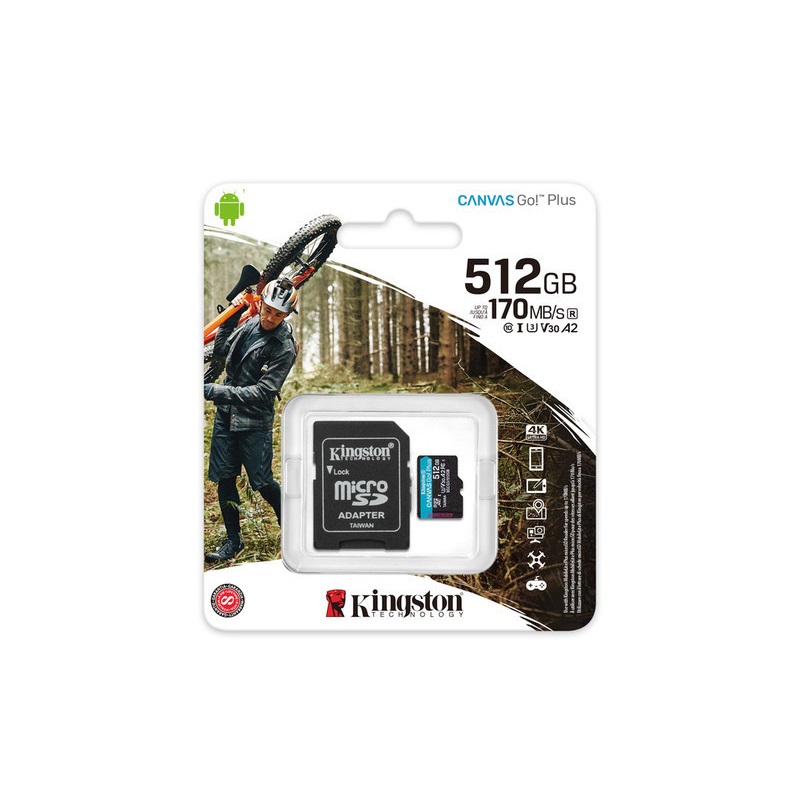 MICRO SD KINGSTON 512GB CANVAS GO PLUS V30 