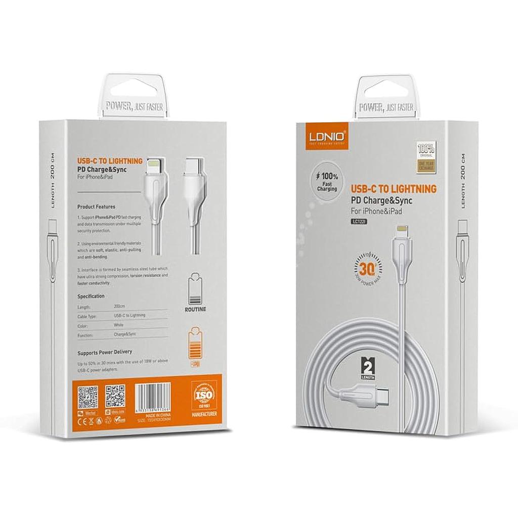 CABLE LDNIO USB-C A LIGHTNING LC122I 2M